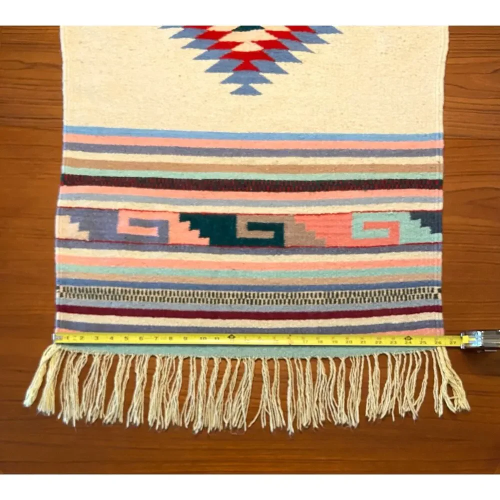 Vintage Southwestern Wool Rug Wall Hanging Tapestry Woven Aztec 58.5
